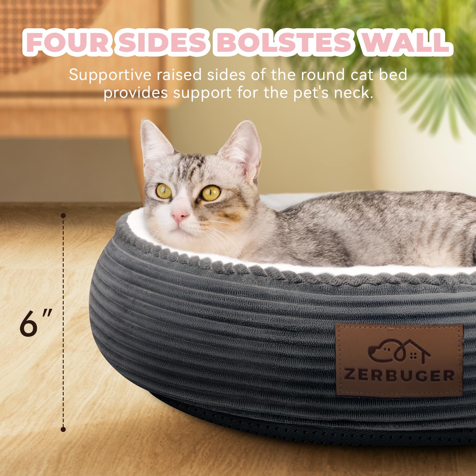Zerbuger washable cat bed machine washable for easy-clean convenience.