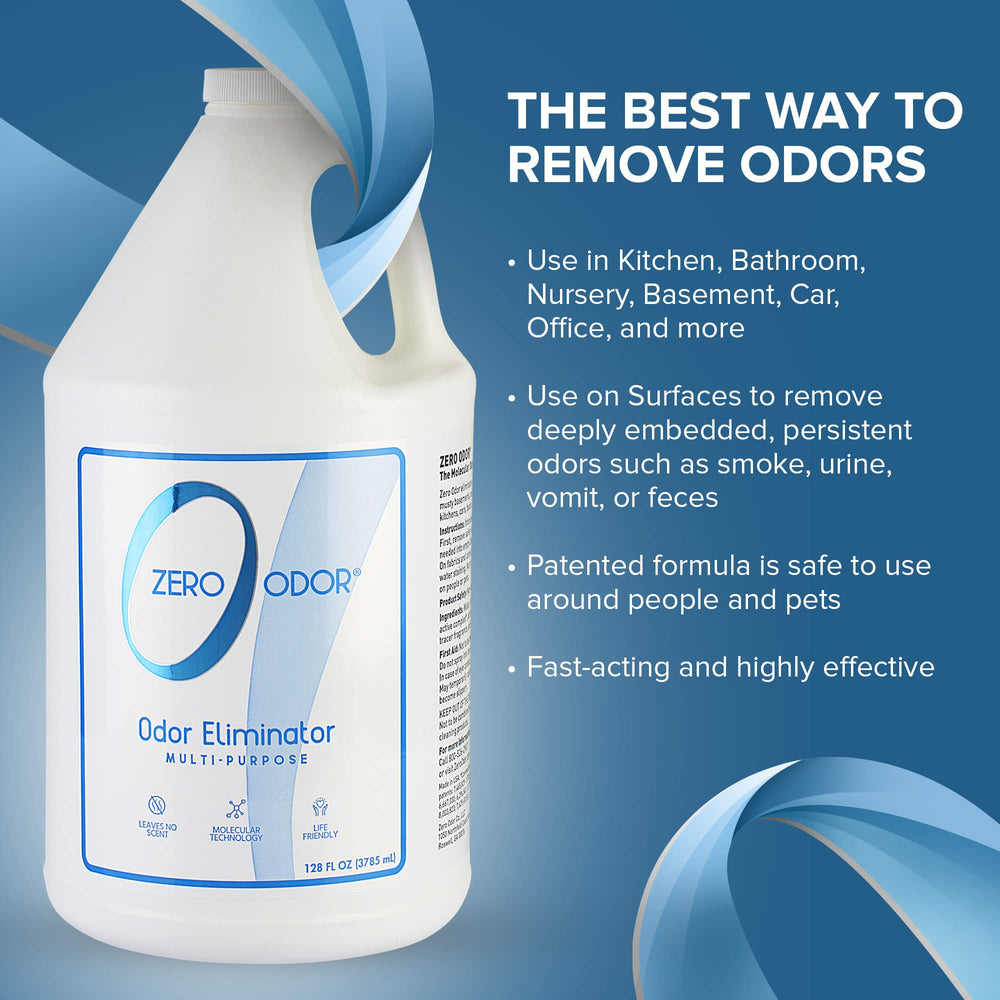 Zero Odor bleach-free formula emphasizes safe use around fabrics.