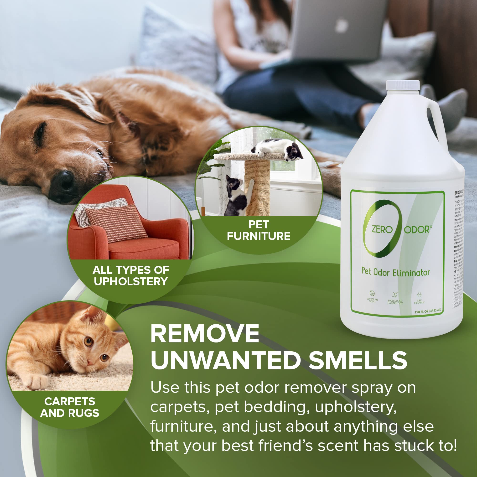 Zero Odor spray for car interior eliminates stubborn odors in upholstery