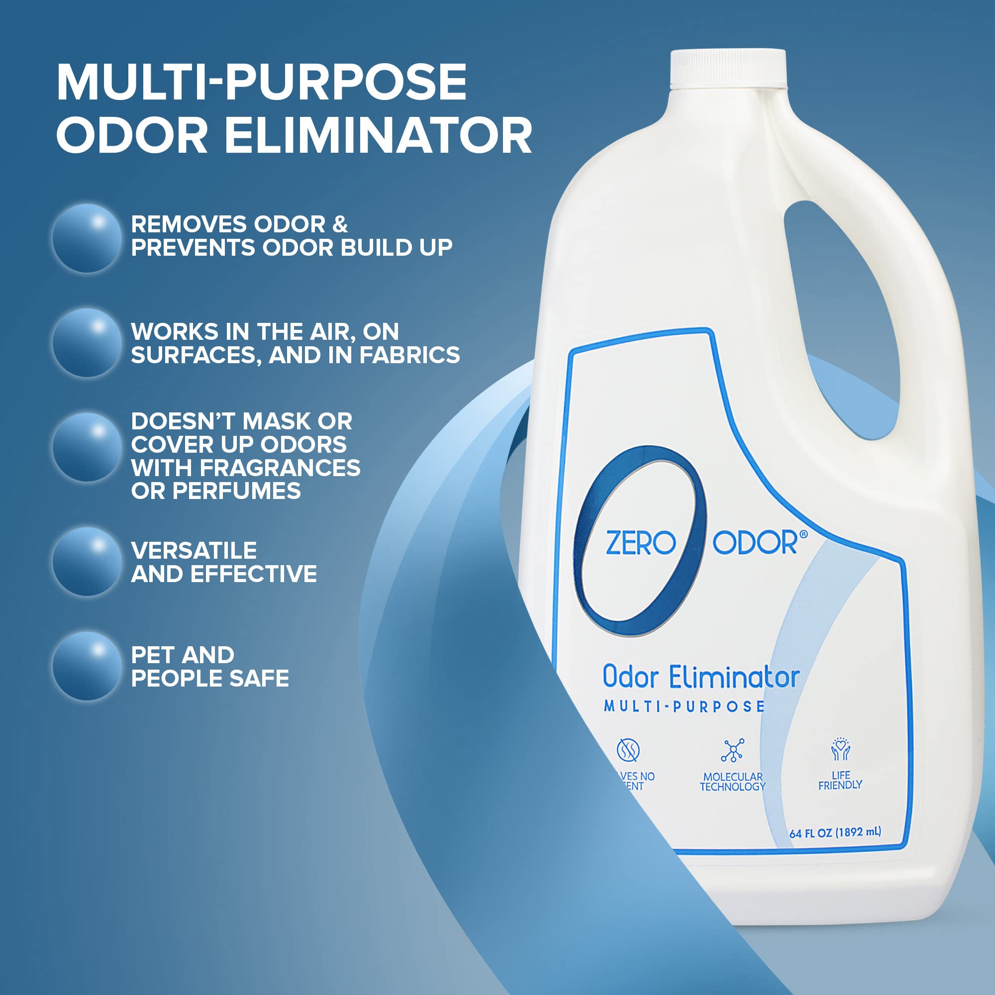 Zero Odor odor eliminator spray mist in air shows quick, room-freshening use.