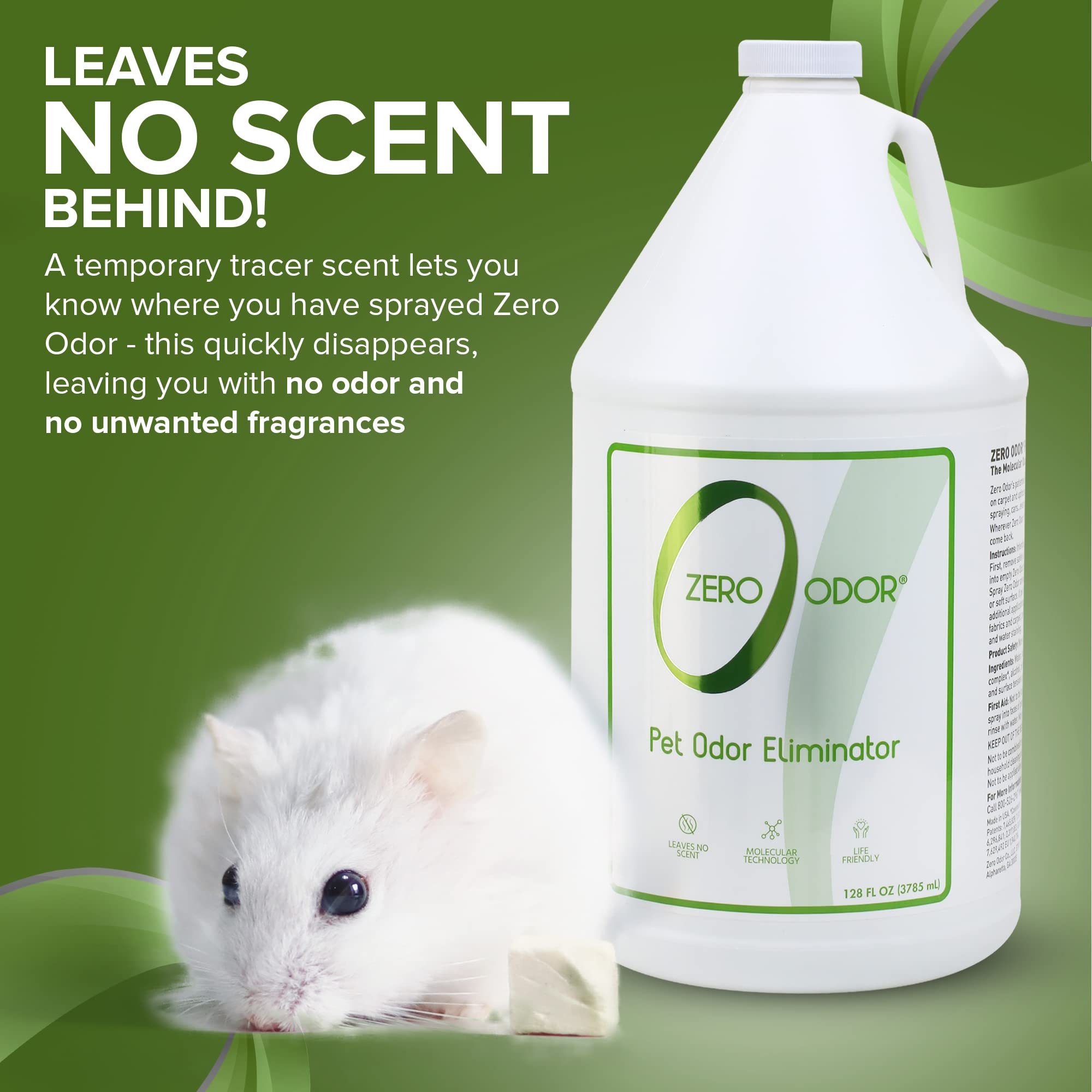 Zero Odor permanently eliminates tough odors, not just masking them