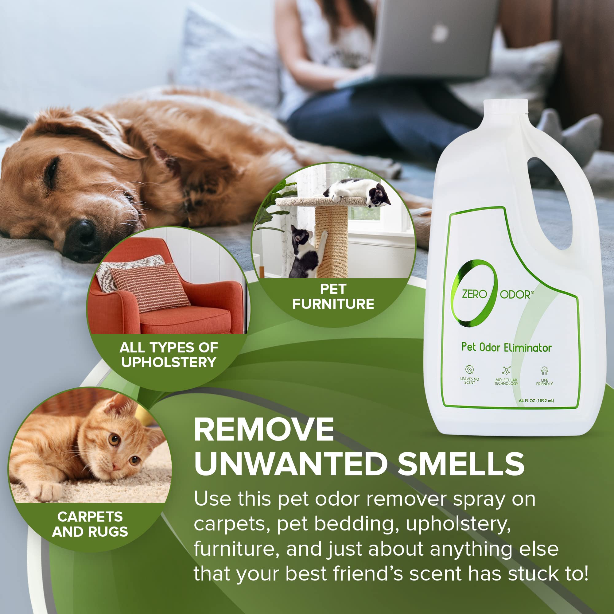 Zero Odor pet odor eliminator car interior application to reduce odors