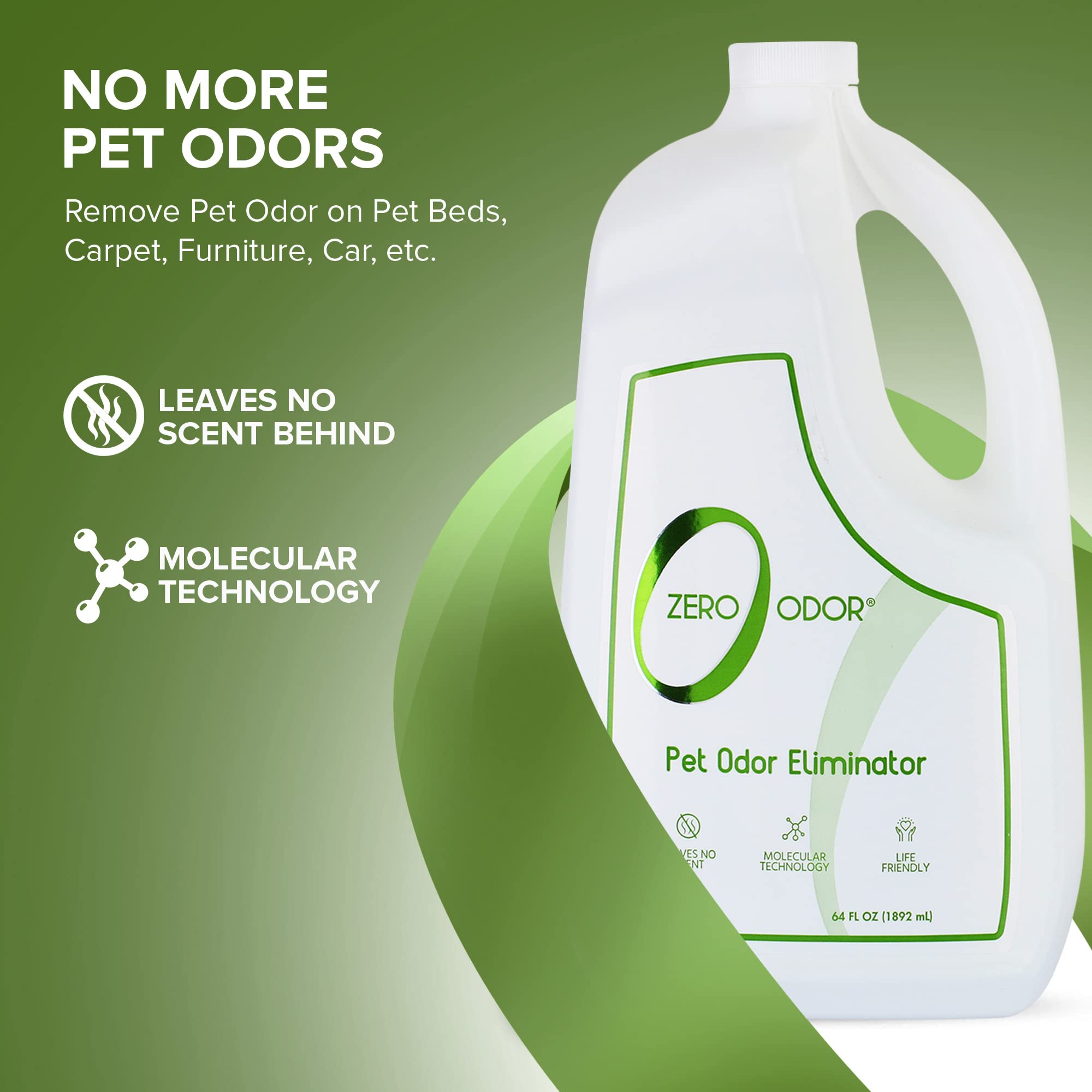 Zero Odor pet odor eliminator spray nozzle shown for easy fabric treatment