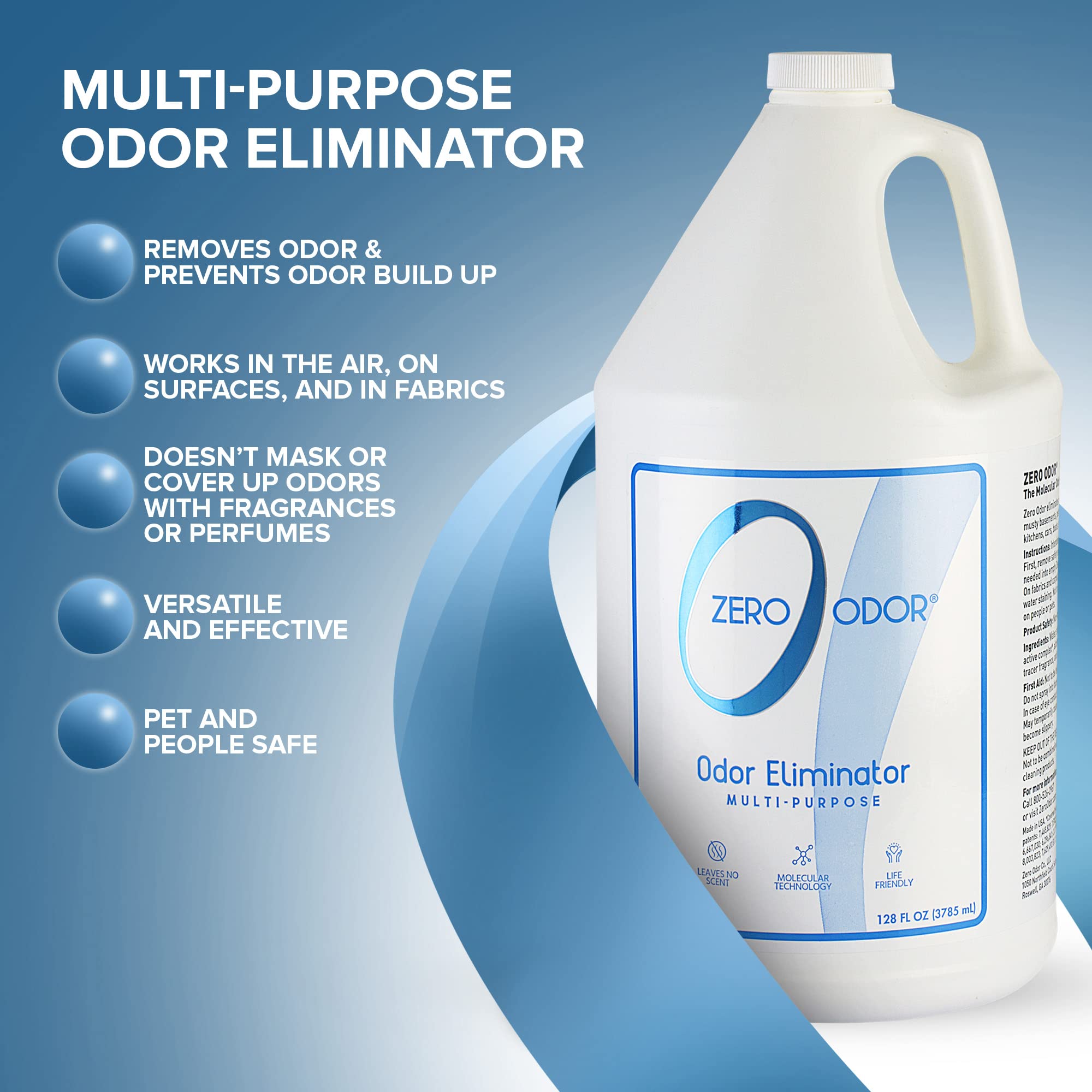 Zero Odor room odor elimination on common spaces and surfaces.