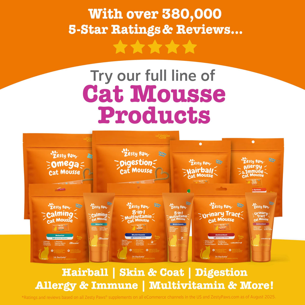 Zesty Paws Mousse alergia e inmunidad, empaque de 14 porciones.