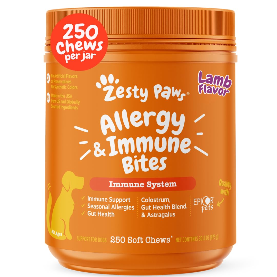 Zesty Paws Allergy Relief Chews lamb bottle supports itchy skin comfort