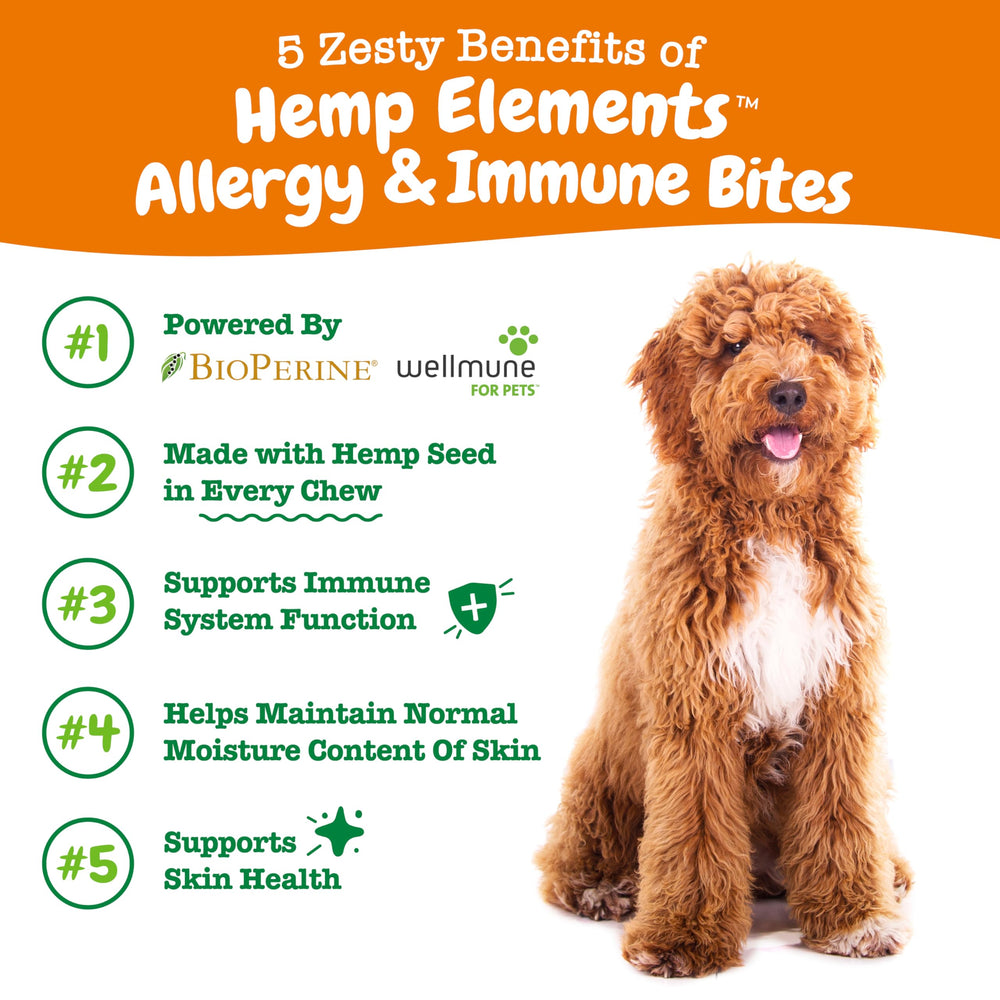 Zesty Paws Allergy Relief soft chews closeup highlights texture and seasonal itch relief potential.