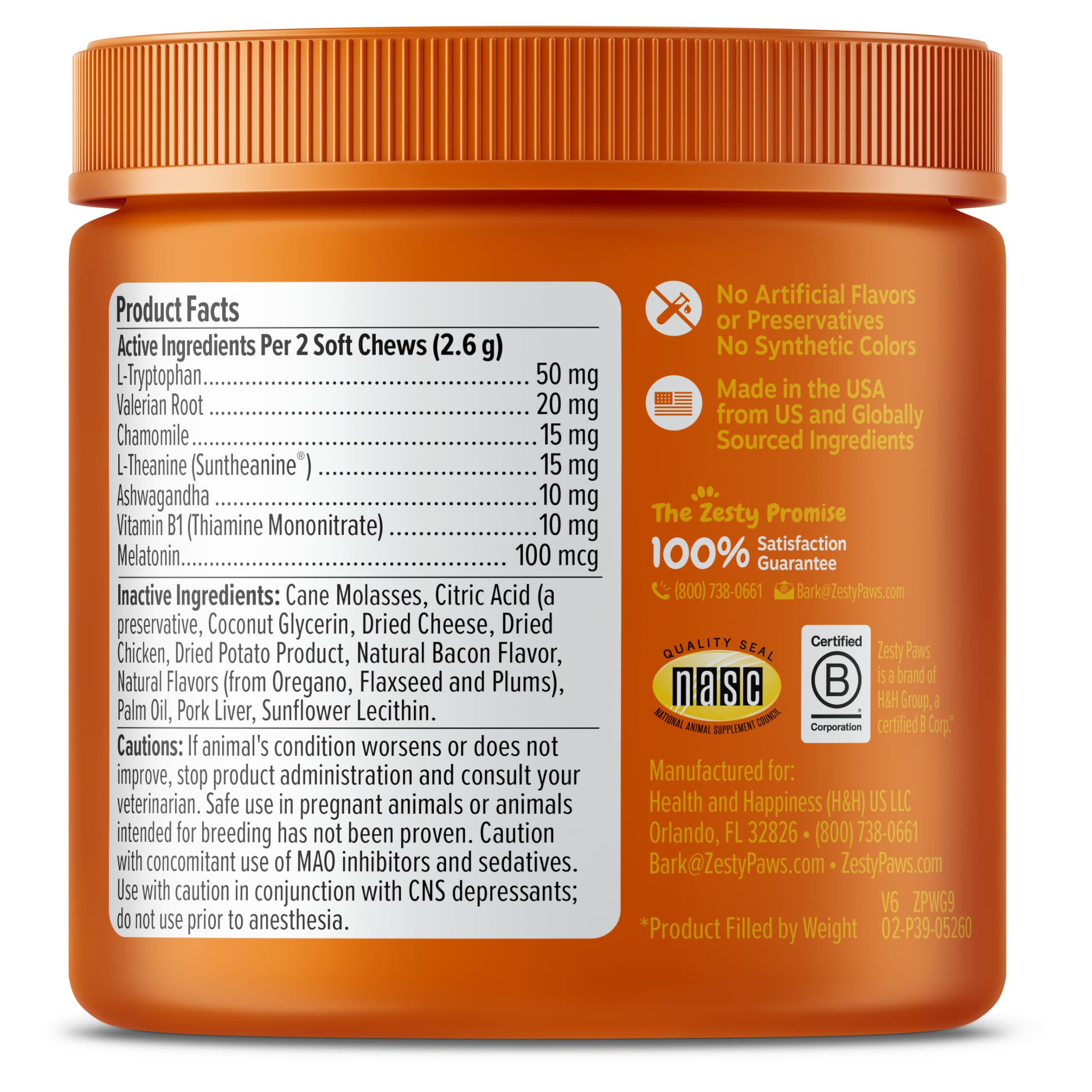 Zesty Paws Calming Chews cat-ashwagandha-label featuring natural ingredients for relaxed moments