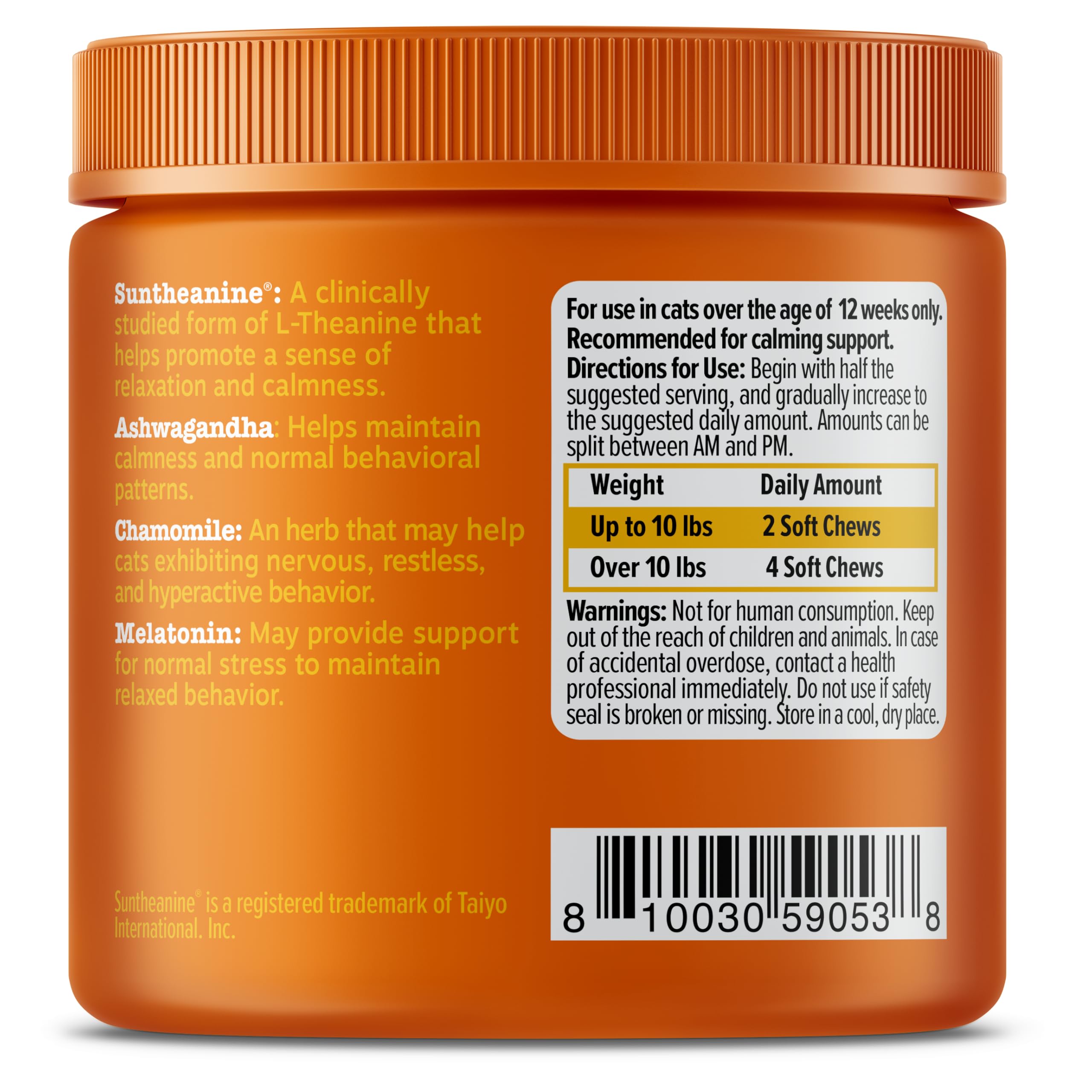 Zesty Paws Calming Chews cat-l-theanine-ingredients highlighting mood-support components for calmer cats