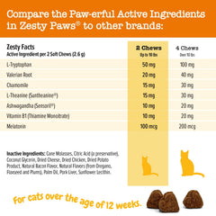 Zesty Paws Calming Chews cat pill-dispense demonstrating portion control for stress-friendly treats