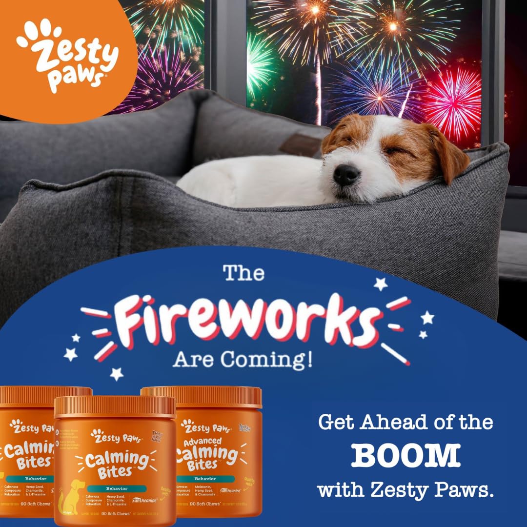 Zesty Paws Calming Chews close-up showing soft texture and chewy appeal