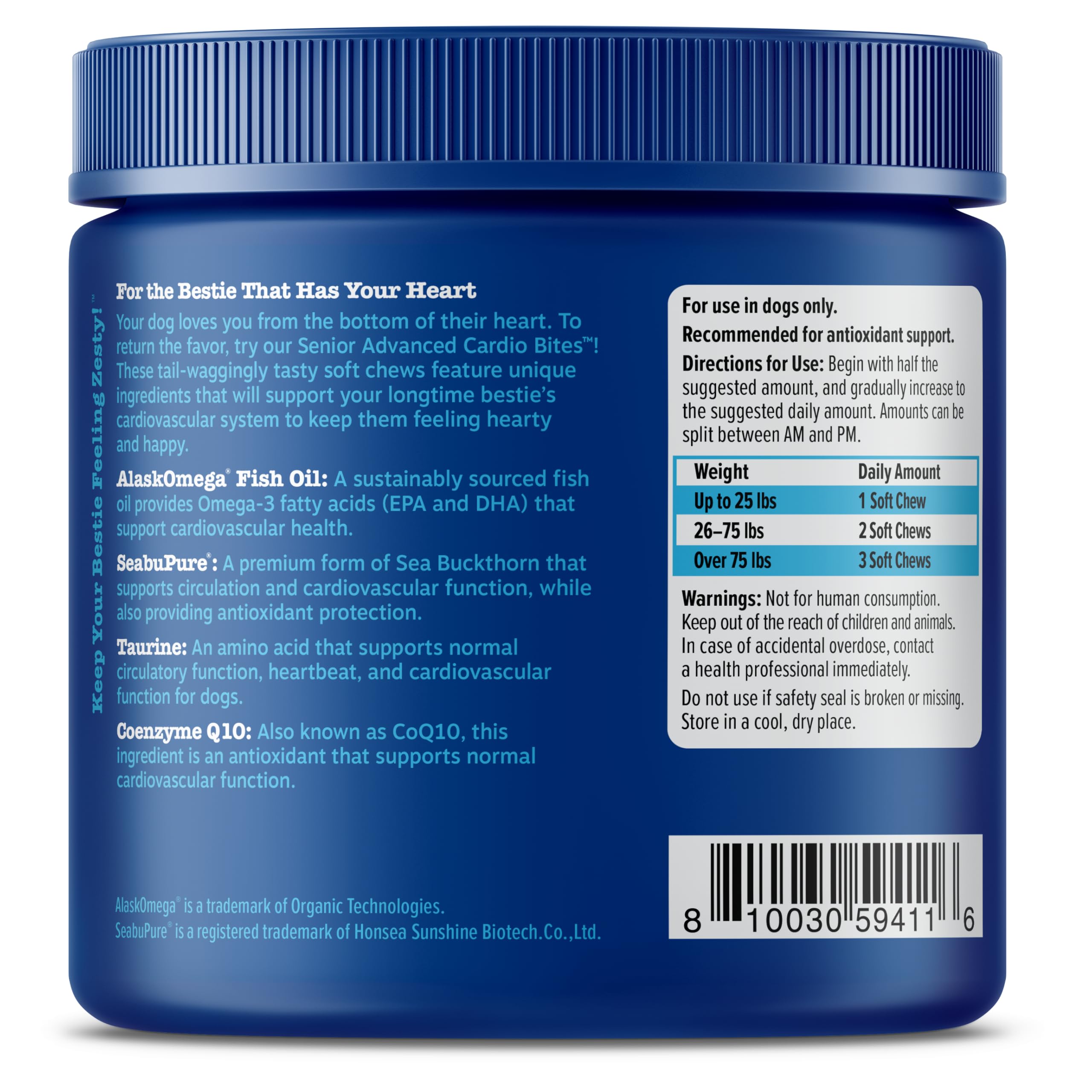 Zesty Paws cardiovascular pumpkin seed powder bowl suggesting heart-friendly nutrition.