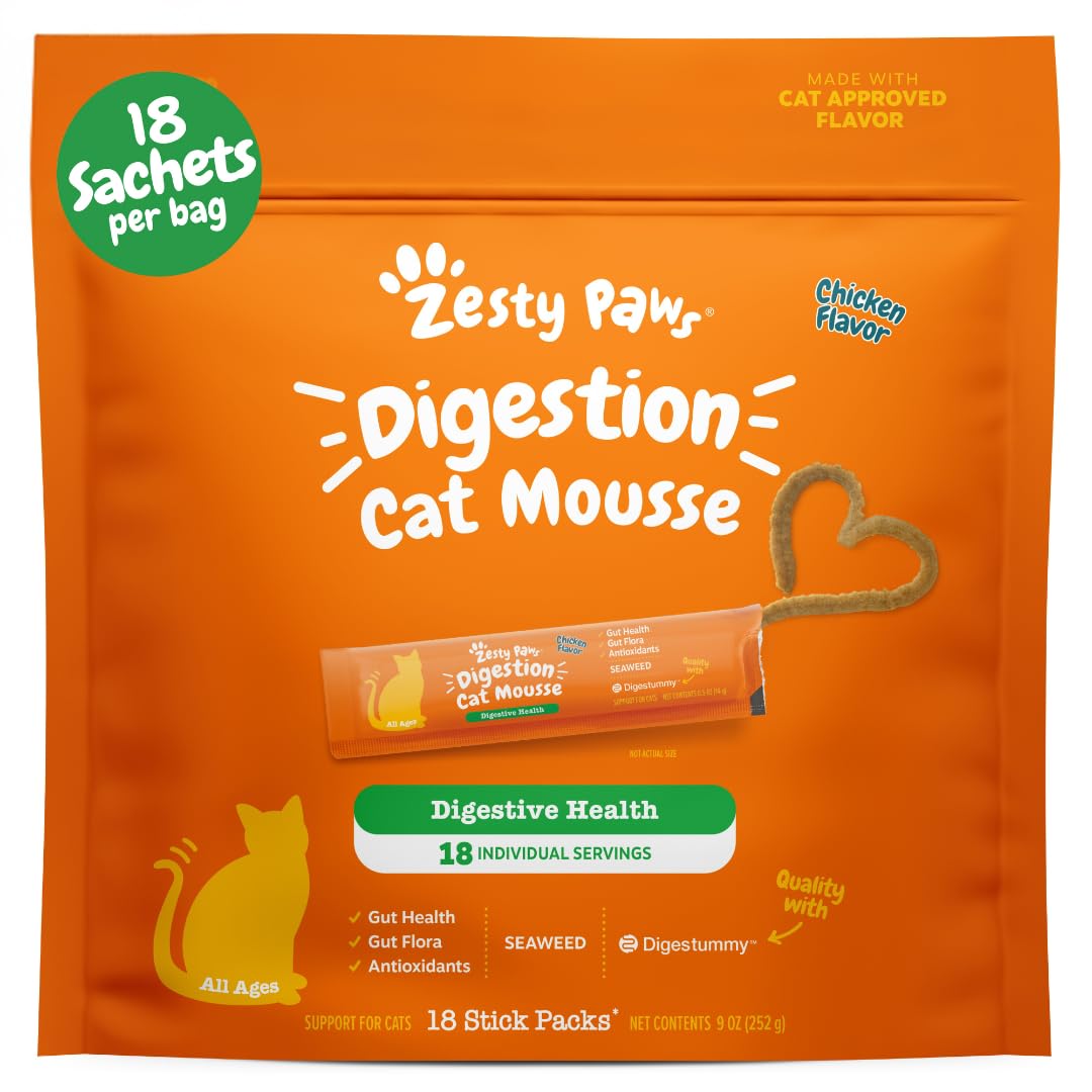 Zesty Paws Cat Mousse Squeezies bottle pour with seaweed fiber for digestion