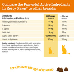 Zesty Paws Cranberry Urinary Tract Bites Vitamin B6 supports immune resilience in felines.
