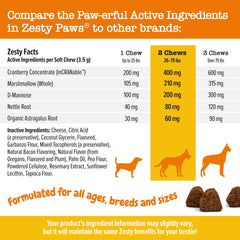 Zesty Paws D-Mannose close-up—urinary tract function support in a chew.