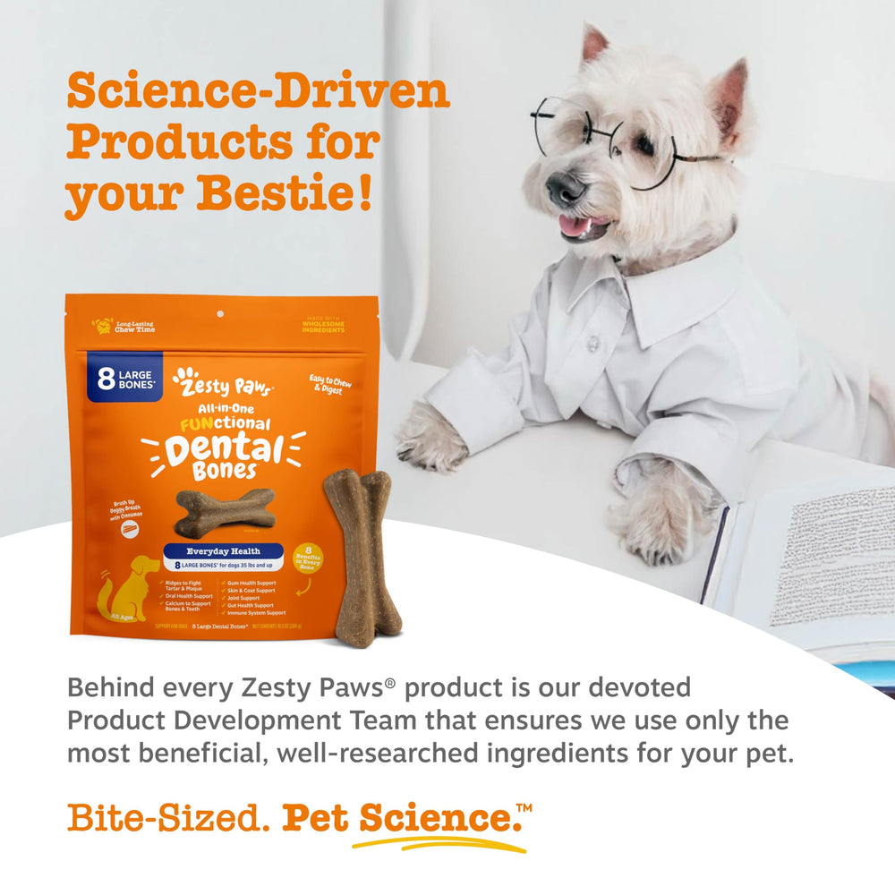 Zesty Paws Dental Bones calcium hip joint support chews for large dogs