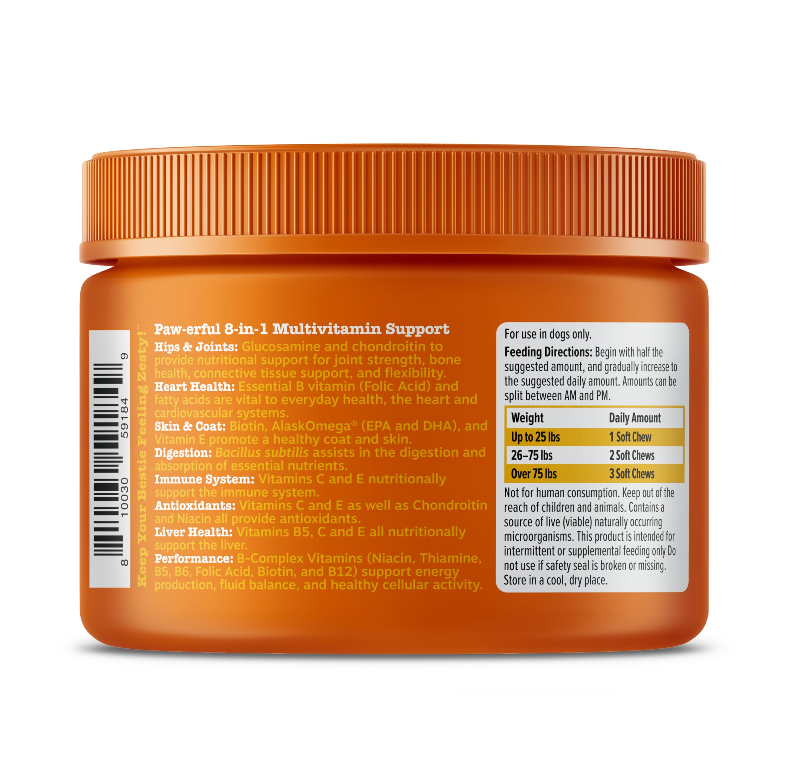 Zesty Paws digestive gut health multivitamin for regularity and gut balance.