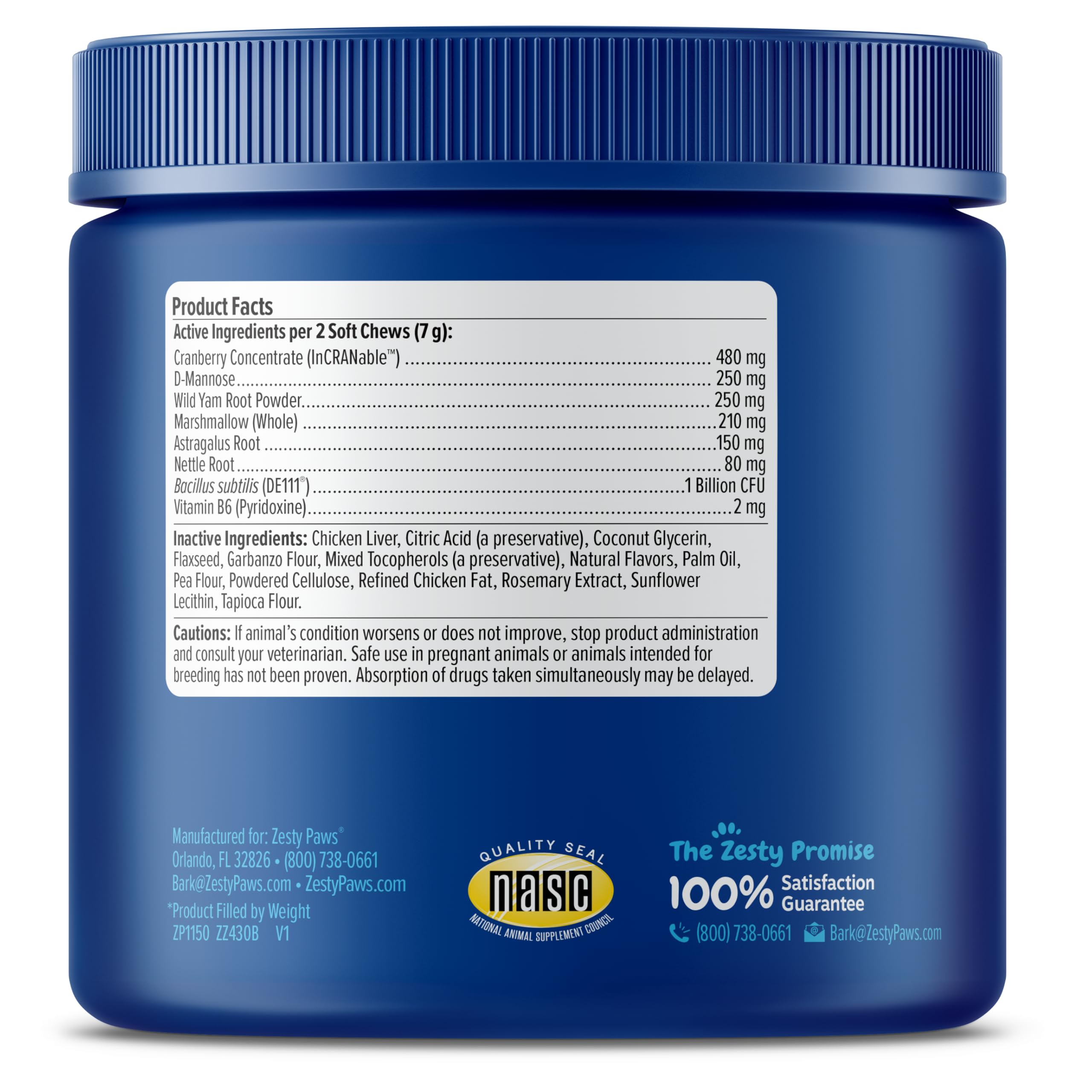 Zesty Paws label closeup signals urinary tract support for dogs