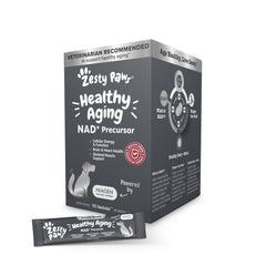 Zesty Paws NAD+ Precursor bottle and sachets for easy daily dog supplementation