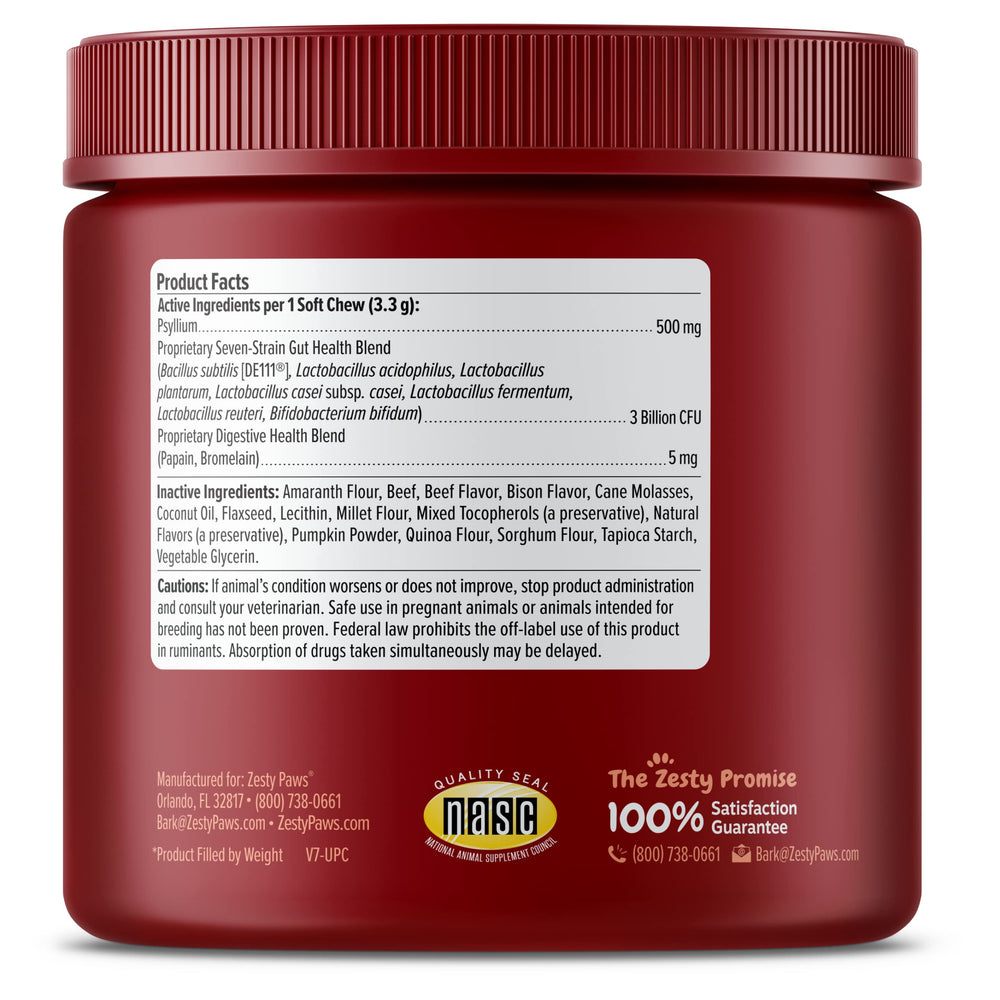 Zesty Paws Probiotics for Dogs texture close-up showing chewable consistency