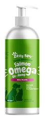 Zesty Paws Salmon Omega Oil Hemp bottle supports skin moisture and immune function