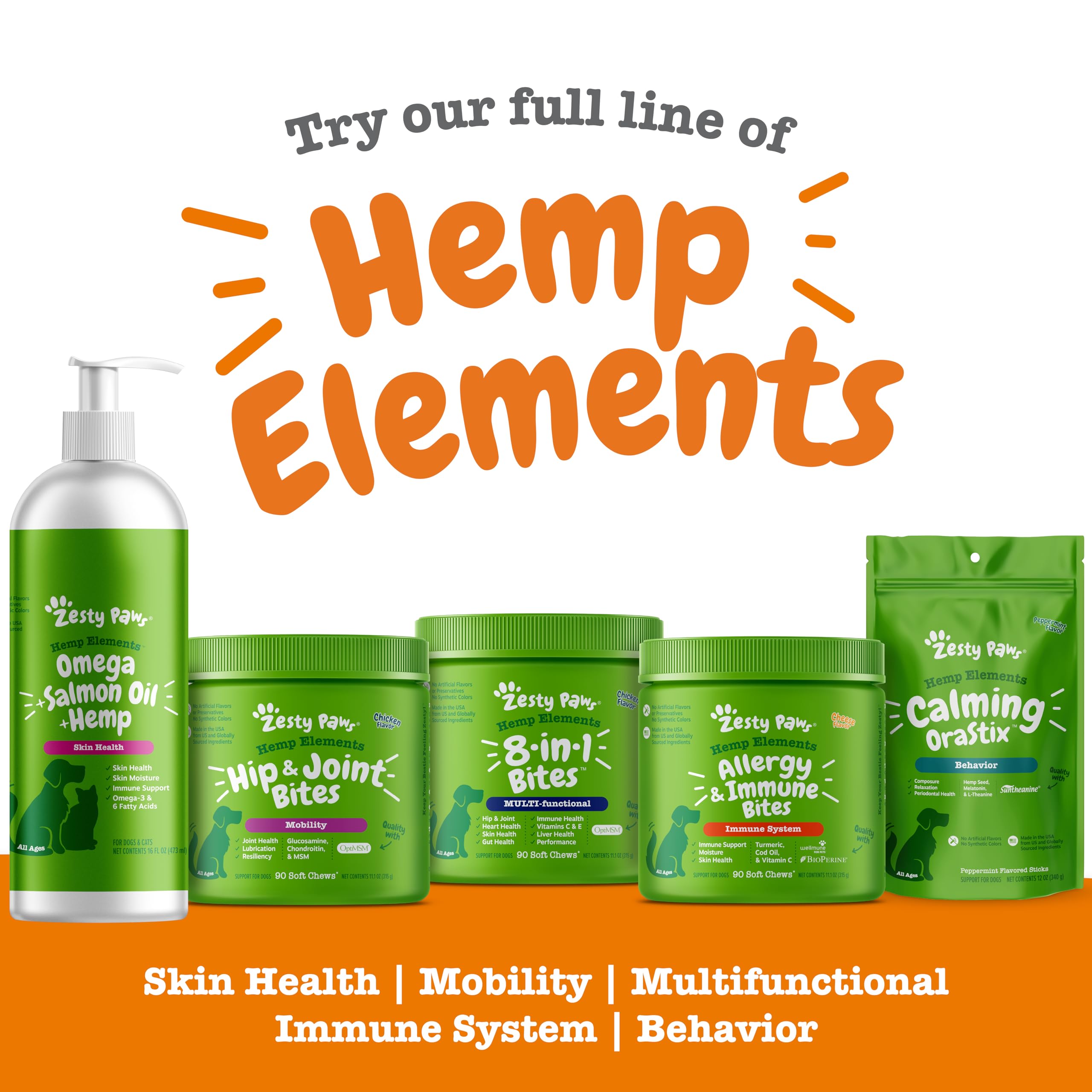 Zesty Paws Salmon Omega Oil Hemp may support immune system function