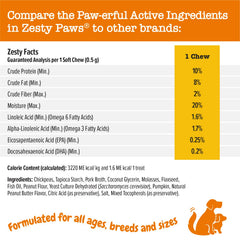 Zesty Paws Training Treats EpiCor Pets immunity ingredient highlights immune wellness support.