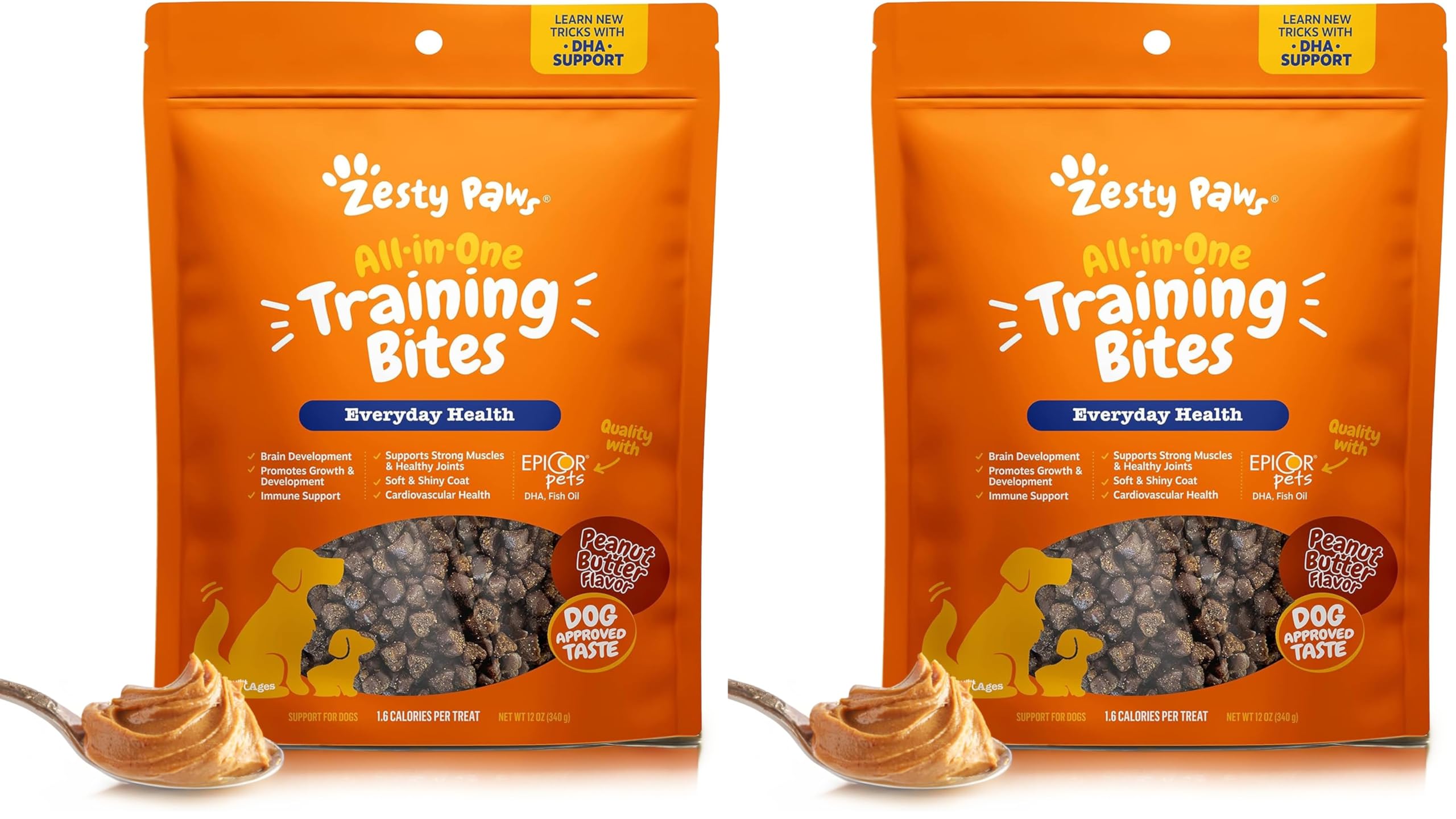 Zesty Paws Training Treats PB flavor close-up chew for bite-sized training rewards.
