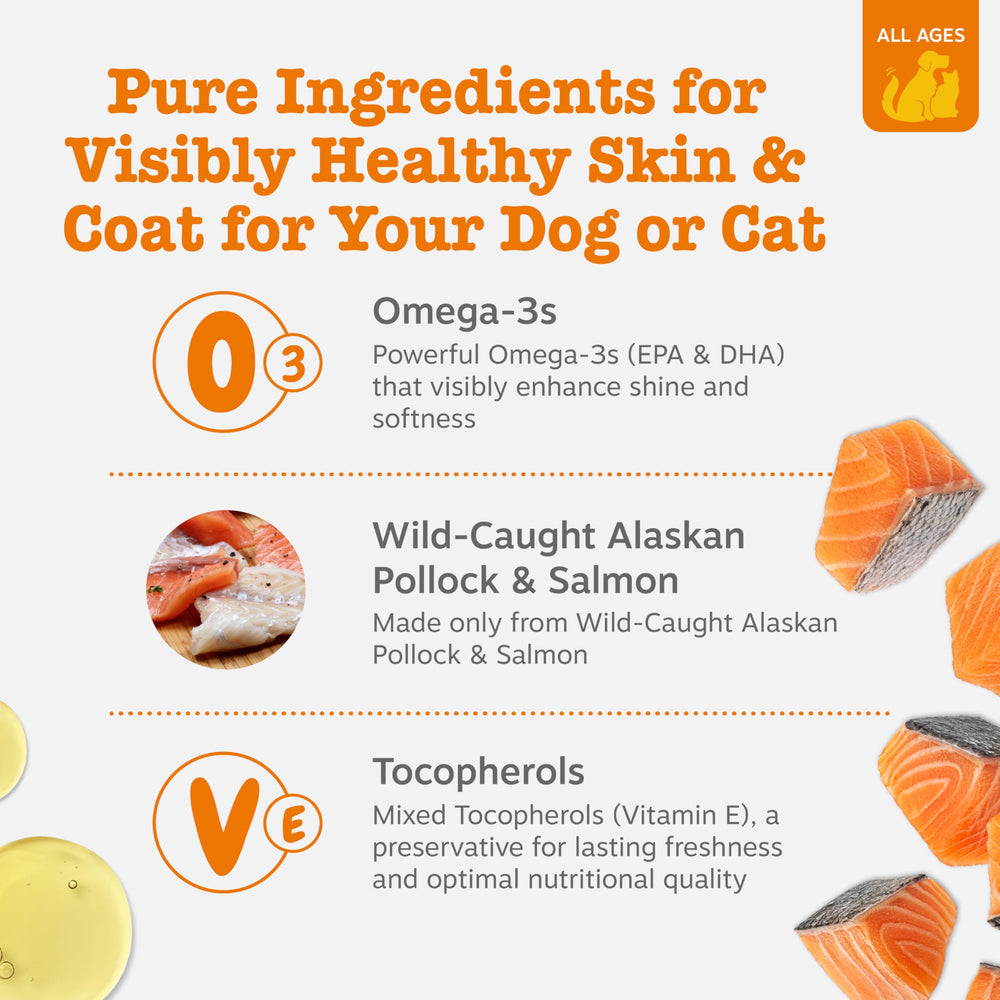 Zesty Paws Omega-3 pump-dispense image showing easy meal mixing