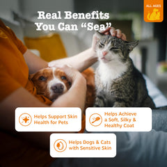 Zesty Paws Wild Alaskan Omega-3 Blend salmon oil bottle supporting skin and coat