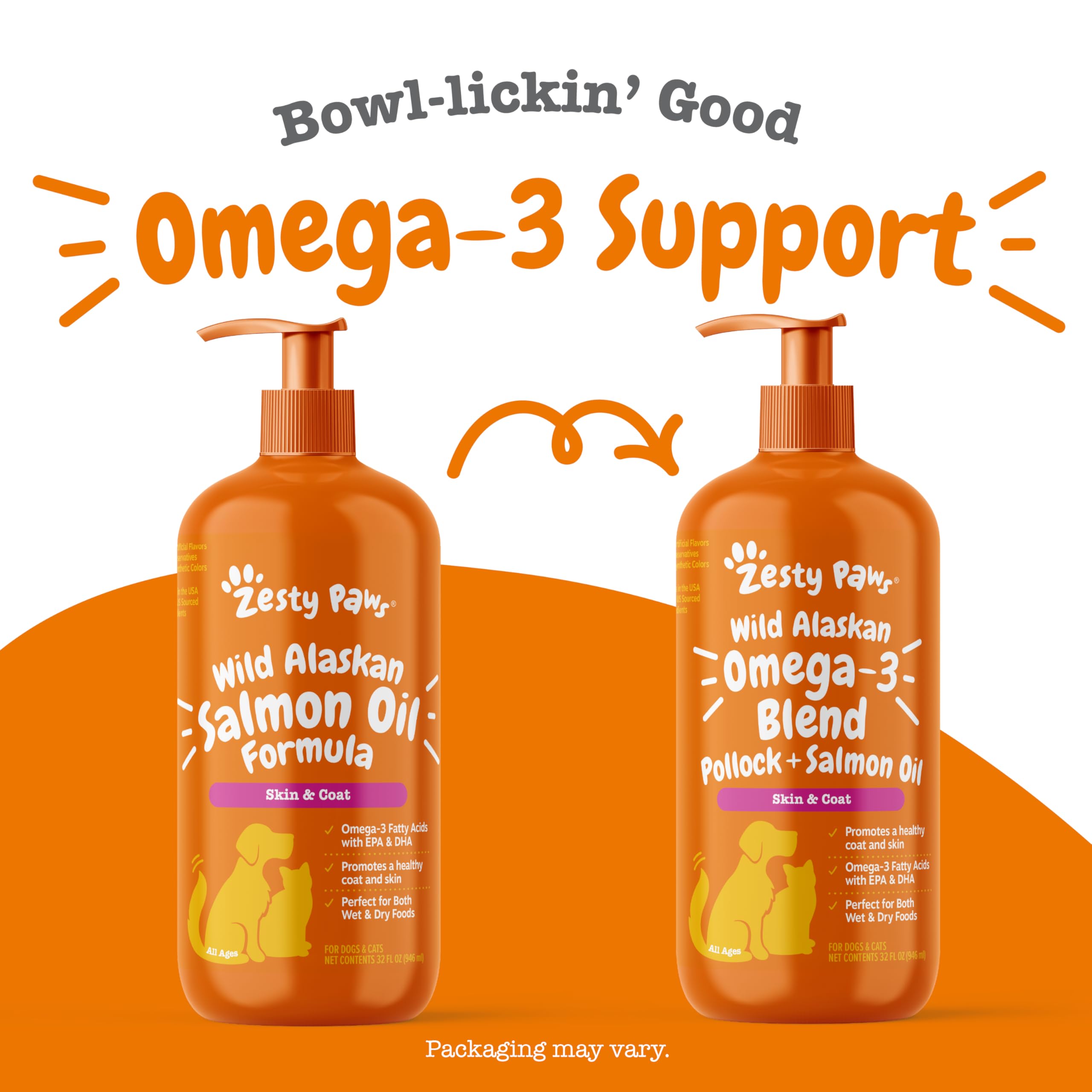Zesty Paws Wild Alaskan Omega-3 label detail reveals natural fish oil ingredients