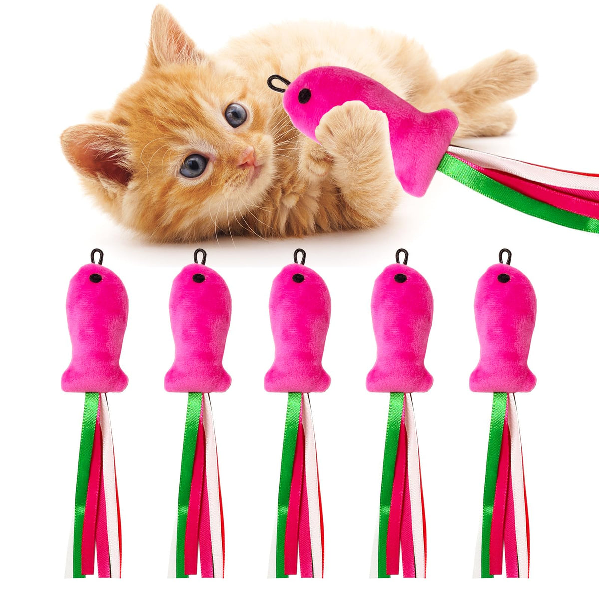 ZeyZoo pink fish catnip toy in soft plush, inviting gentle indoor play.