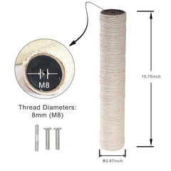 ZFBIRD sisal extension post with M8 screws for easy DIY cat tree upgrades.