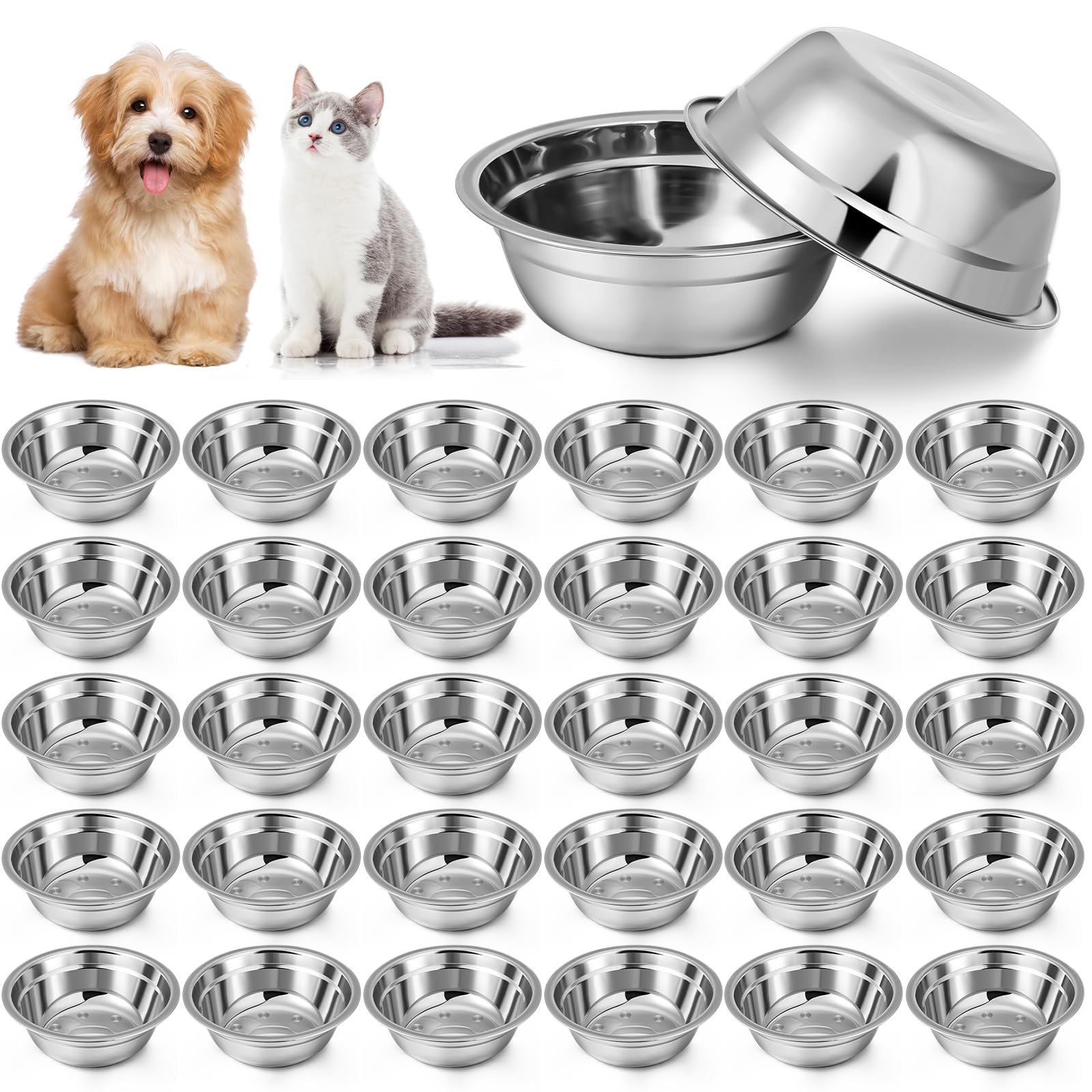 Zhehao 30pcs stainless steel dog bowls bulk feeding option for families