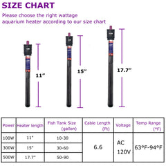 ZHGSERVU aquarium heater 300W installed vertically demonstrates even heat distribution in tanks