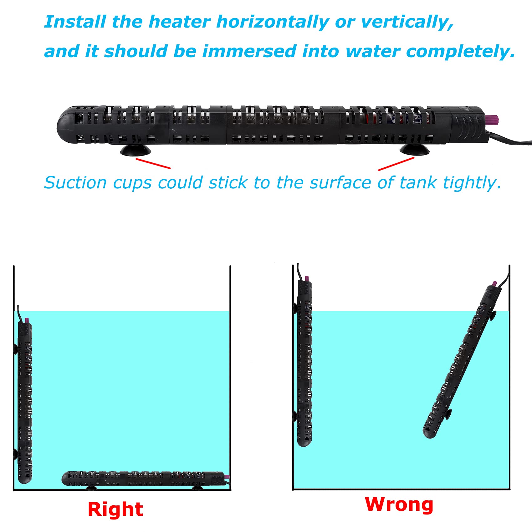 ZHGSERVU aquarium heater 300W glass sleeve emphasizes durability and safety during long-term use
