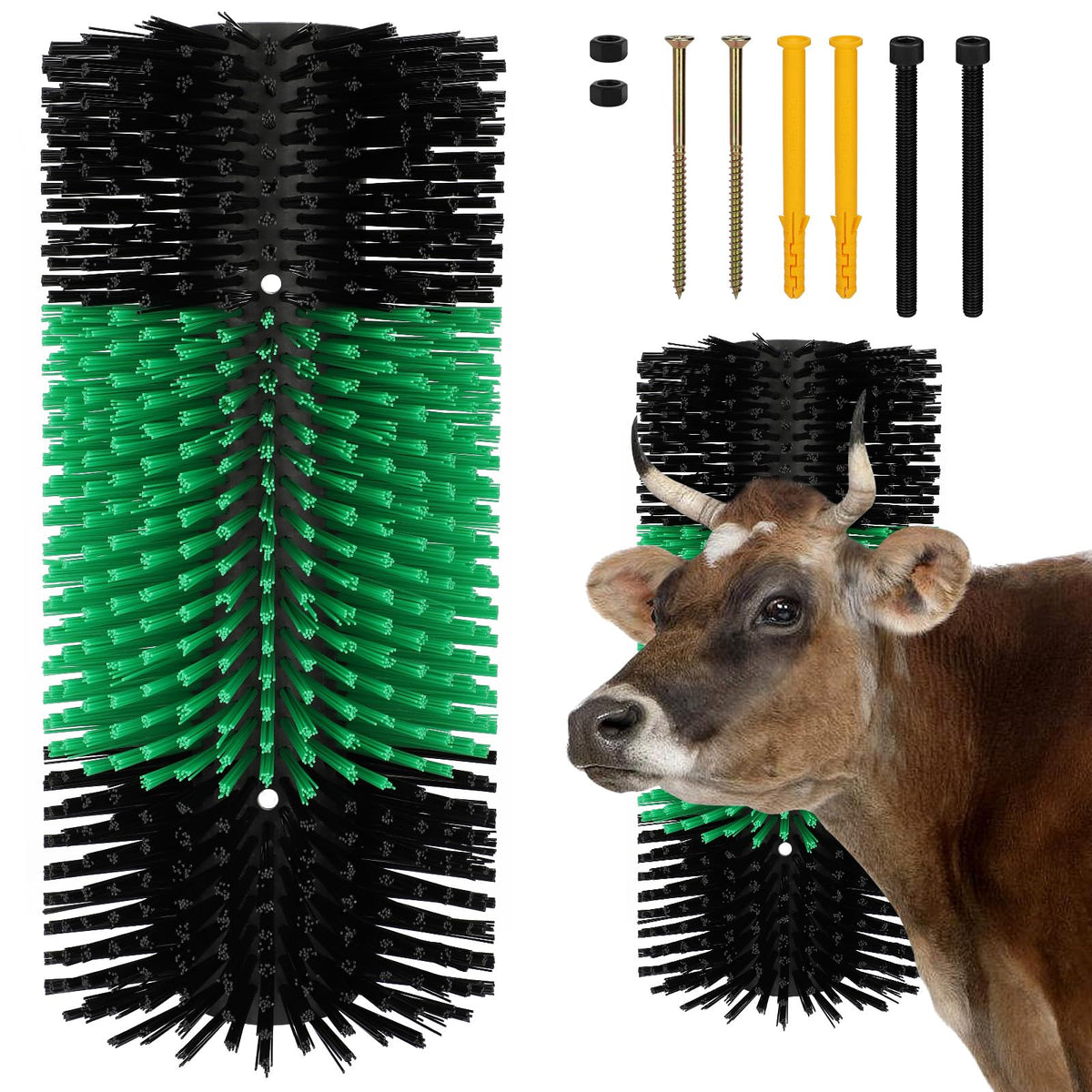 Zhuo·LeLe livestock scratching brush ready on barn wall for quick animal comfort.