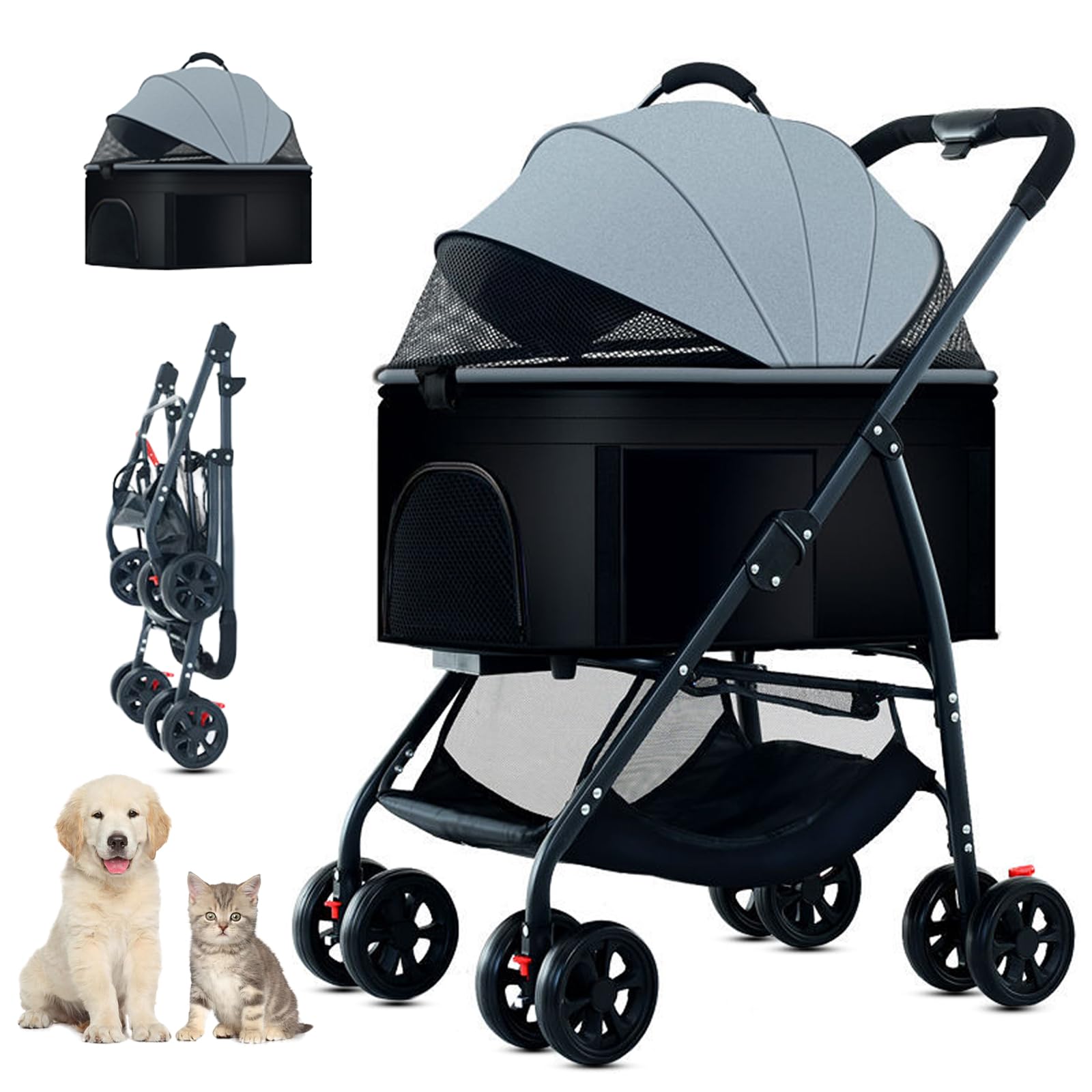 ZHUOKECE 3-in-1 stroller side view for easy pet transport