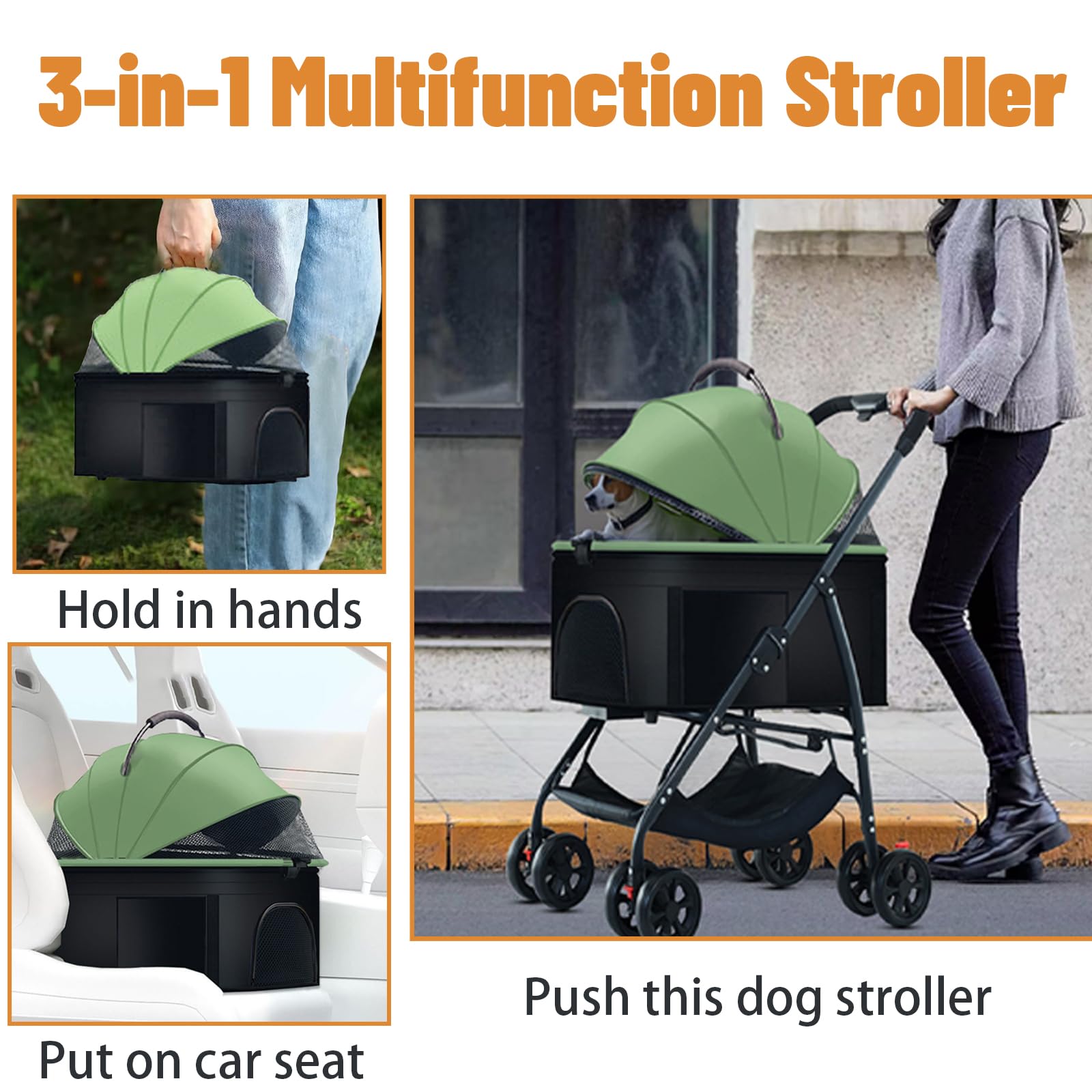 ZHUOKECE 3-in-1 folding view shows compact storage after outings.