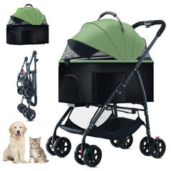 ZHUOKECE 3-in-1 pet stroller front view shows easy one-hand folding for quick outings.