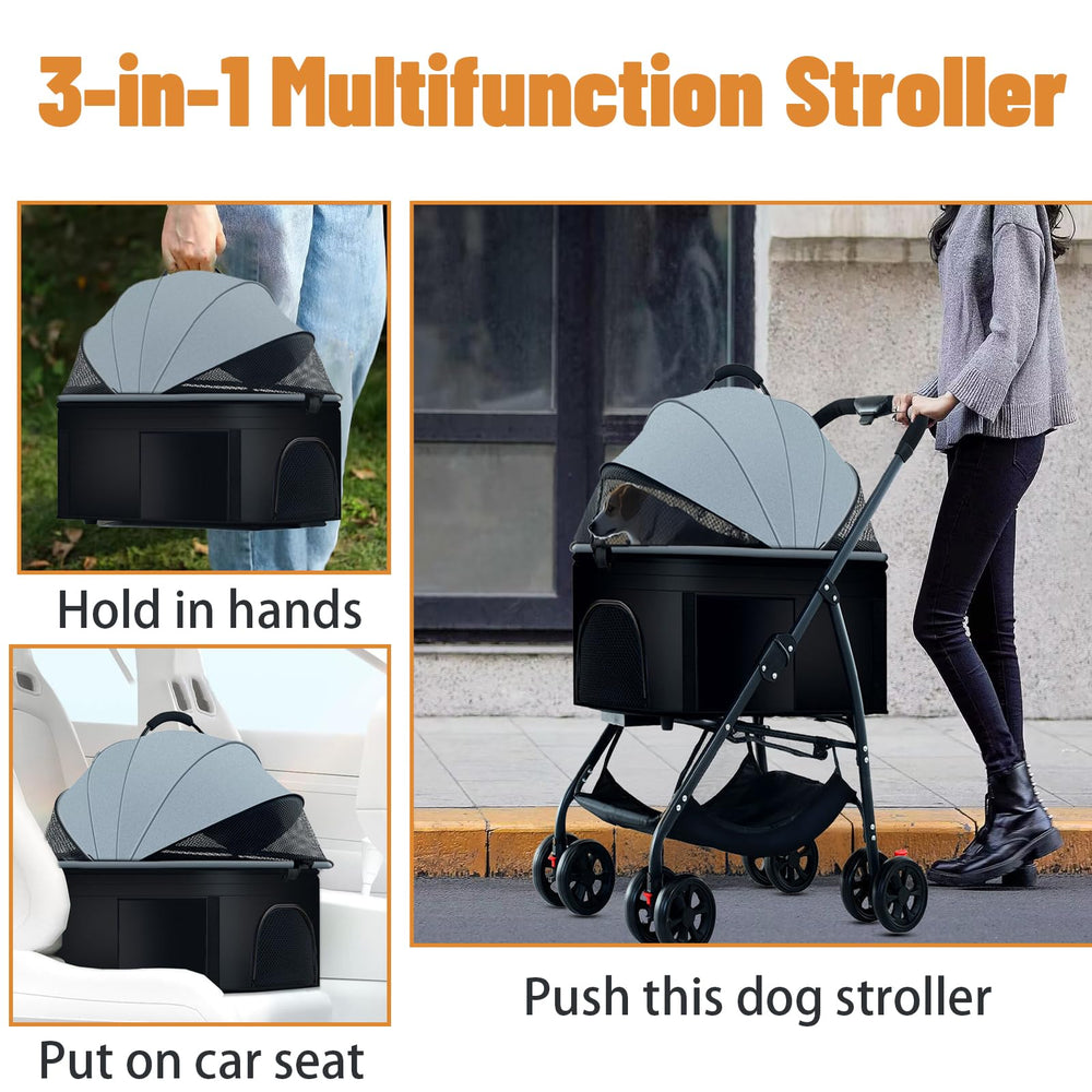 ZHUOKECE grey stroller on pavement ready for city trips