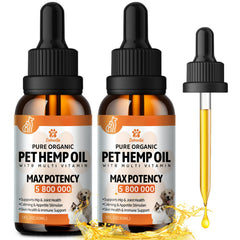 ziehoo-ge hemp oil for dogs and cats bottle promotes gentle calm for pets during daily routines.