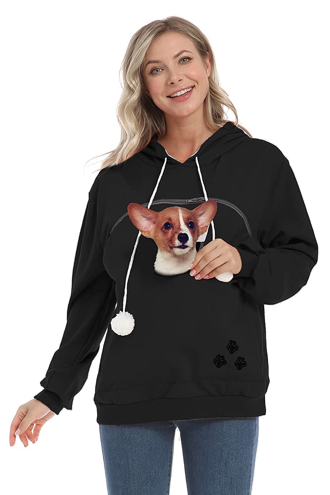 ZIIFULLHOU pet carrier sweatshirt front pouch for hands free pet carrying