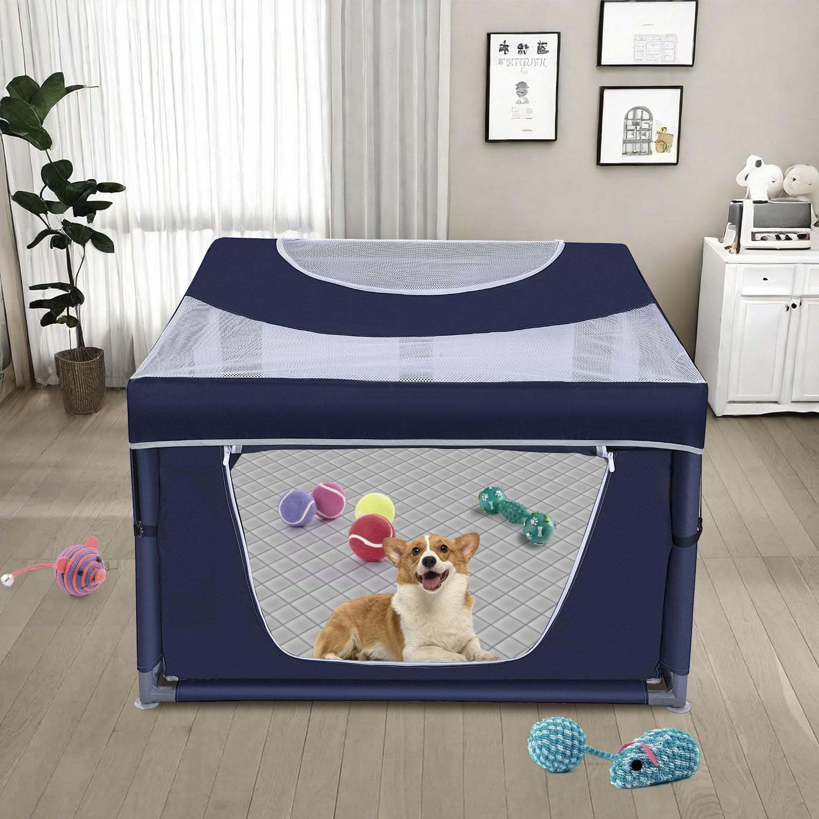 Zikopomi dog playpen 360-degree visibility aids easy supervision and ventilation