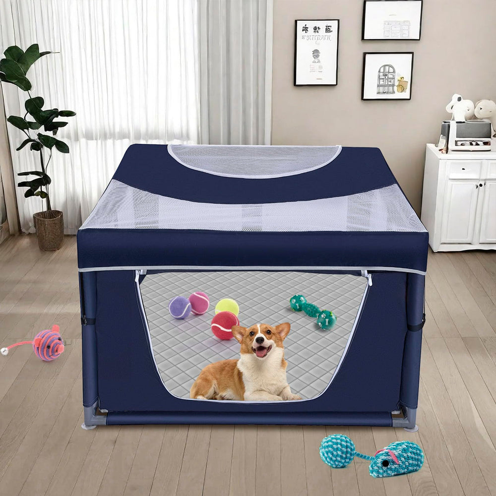 Zikopomi dog playpen 360-degree visibility aids easy supervision and ventilation