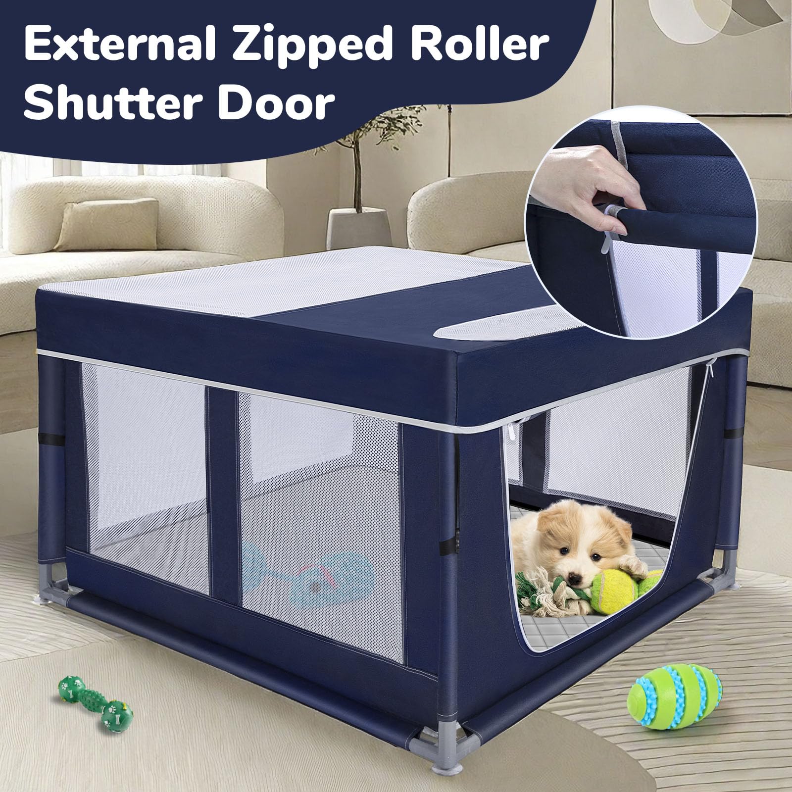 Zikopomi dog playpen sturdy frame highlights durable stainless steel construction