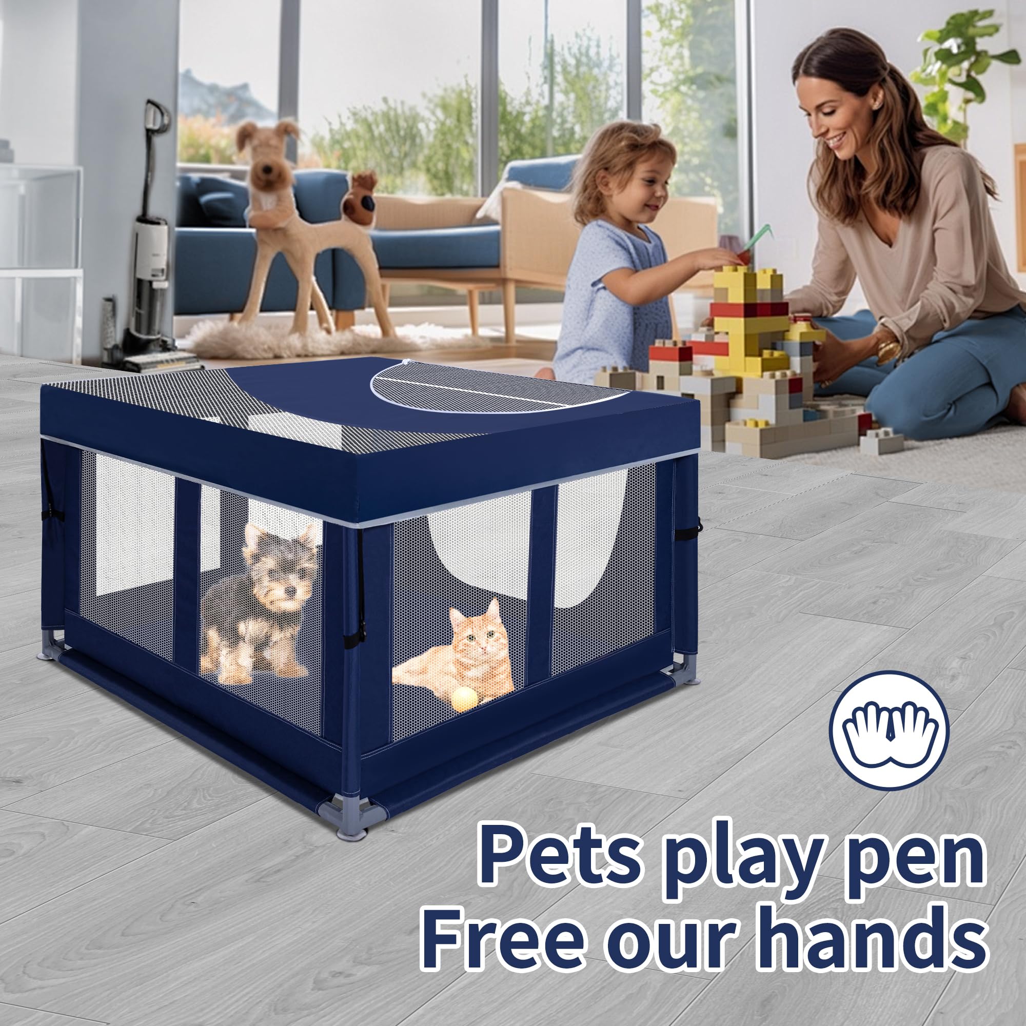 Zikopomi sturdy pet playpen with stainless rods resists playful nips