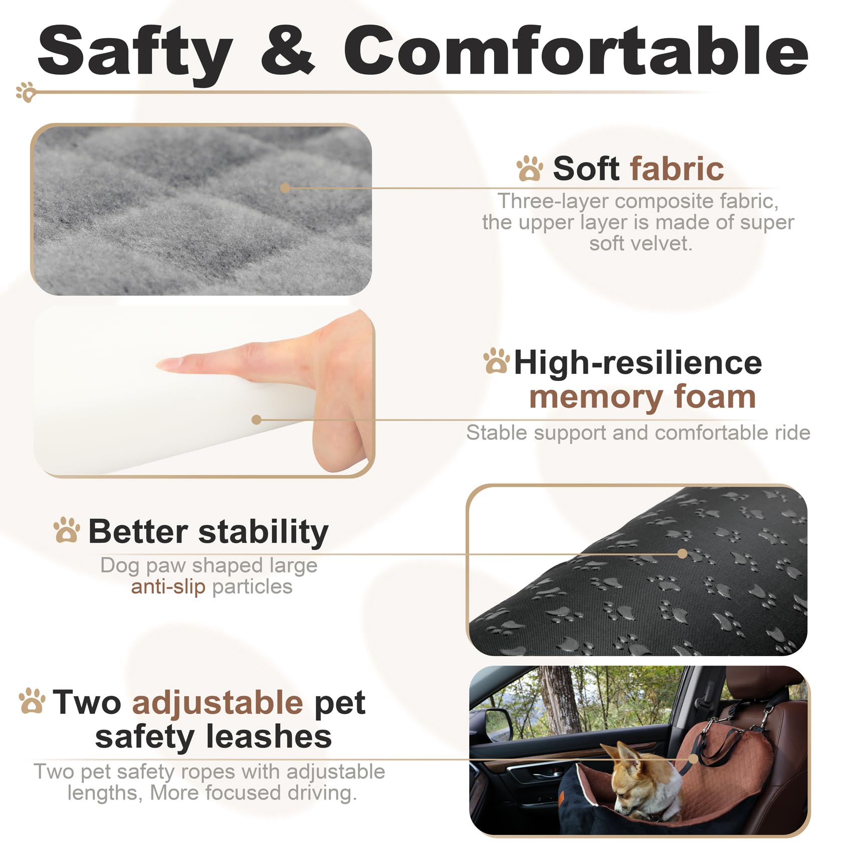 Zilemoon Car Dog Booster Seat memory-foam interior enhances comfort on trips.