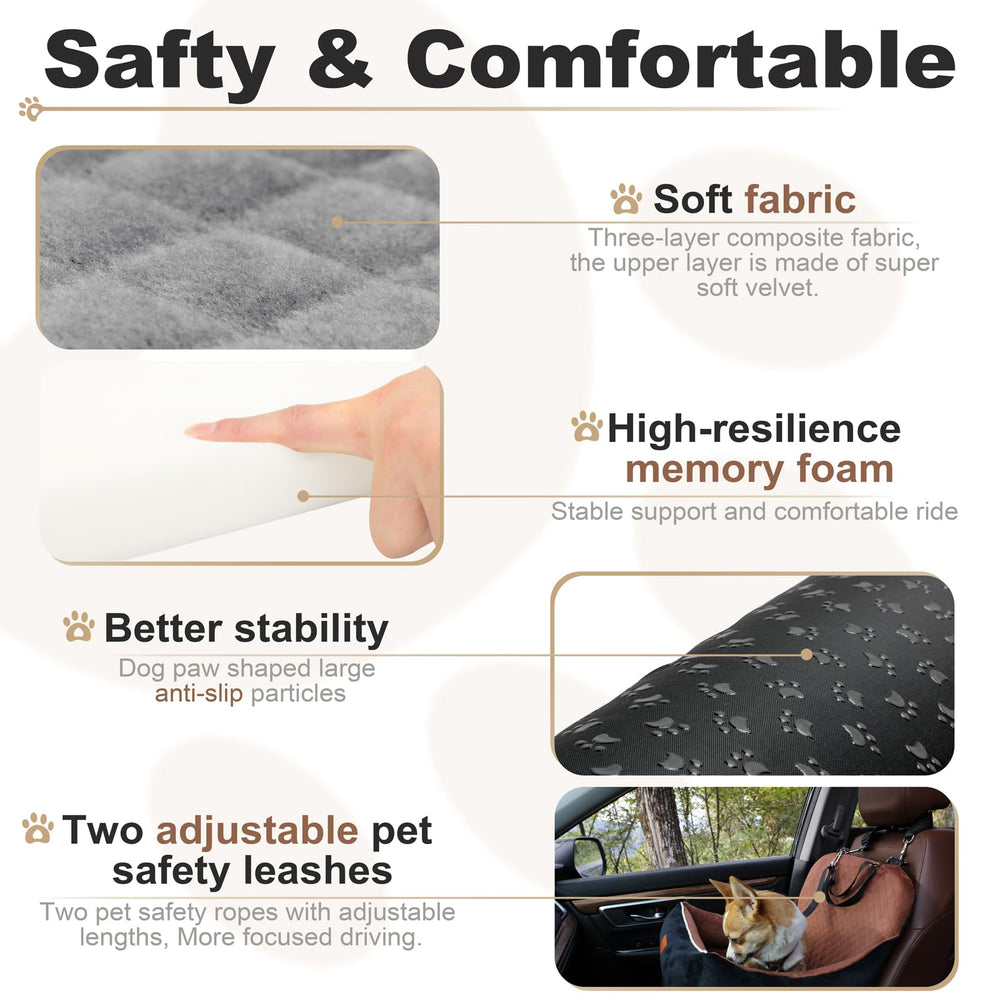 Zilemoon Car Dog Booster Seat memory-foam interior enhances comfort on trips.