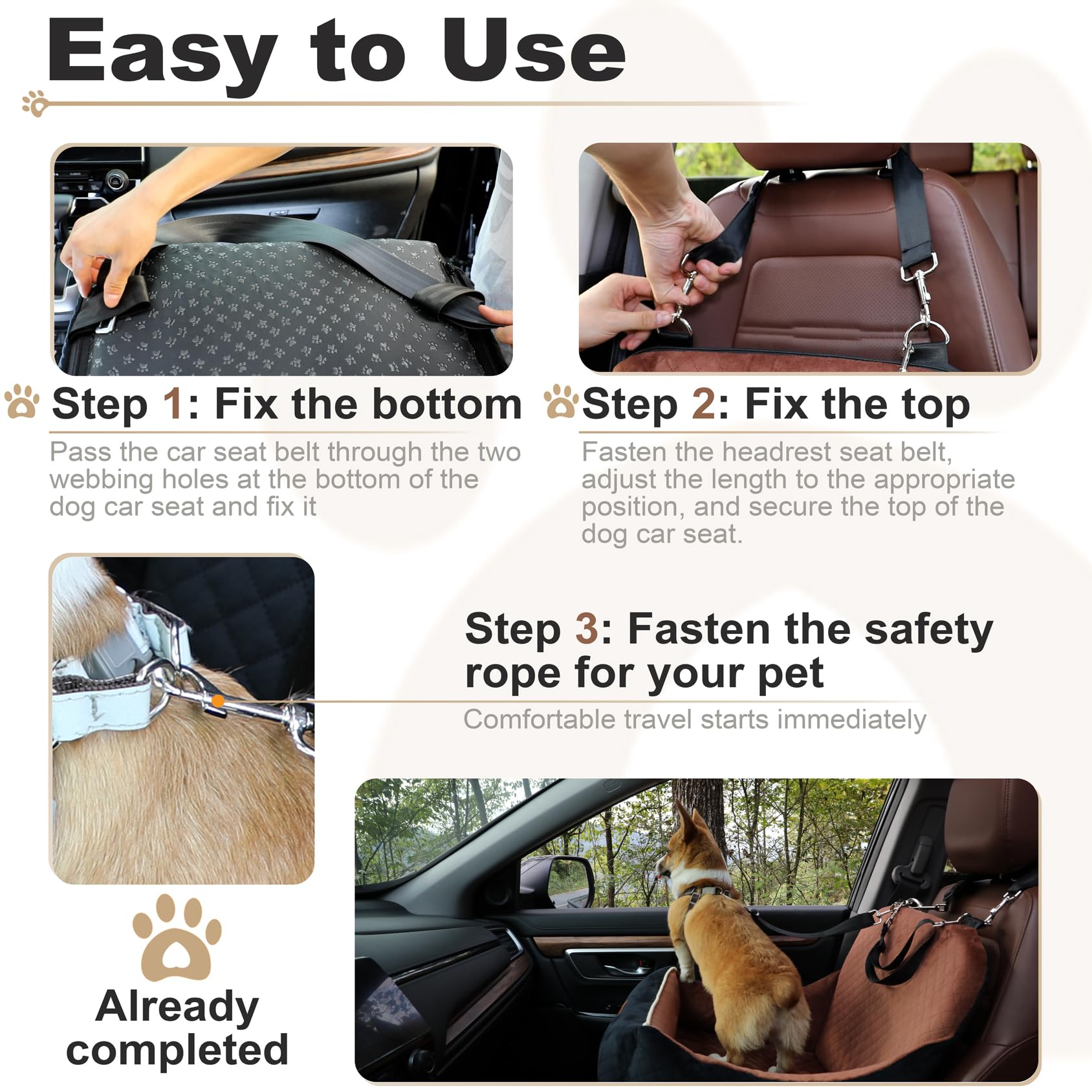 Zilemoon Car Dog Booster Seat non-slip-bottom prevents shifting during journeys.
